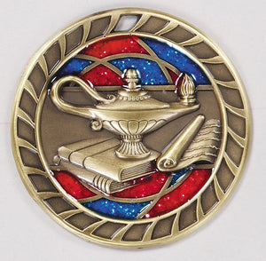 Lamp of Knowledge 2 1/2" Glitter Medal