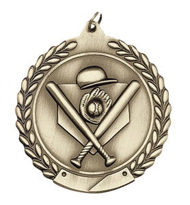 Baseball 2 Sizes Die Cast Medal