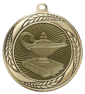 2 1/4" Laurel Wreath Lamp of Knowledge Medal