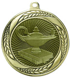 2 1/4" Laurel Wreath Lamp of Knowledge Medal with Personalized Neck Ribbon