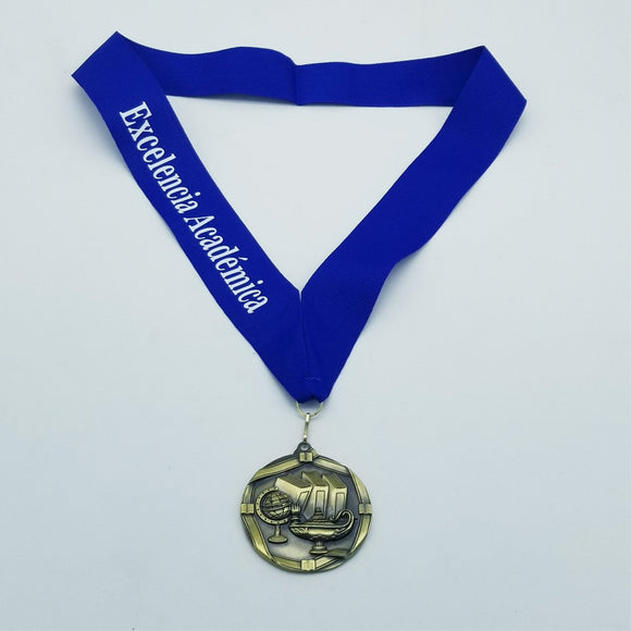 Lamp of knowledge Medal with Engraved Ribbon