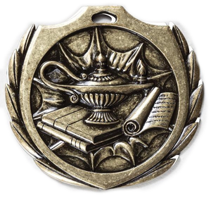 Lamp of Knowledge 2 1/4"Burst Medal